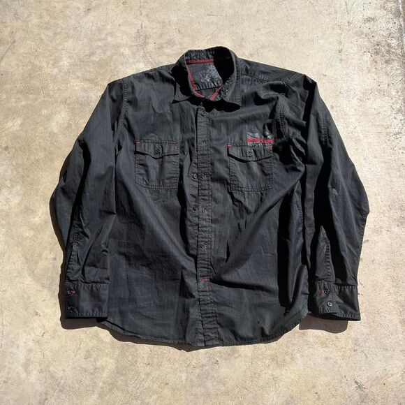 Guess y2k 2000s style Long sleeve button Up with front and backhit Mens size XXL - Picture 1 of 5
